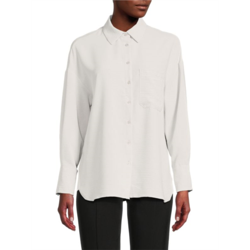 Adrianna Papell Classic Solid Button Down Shirt