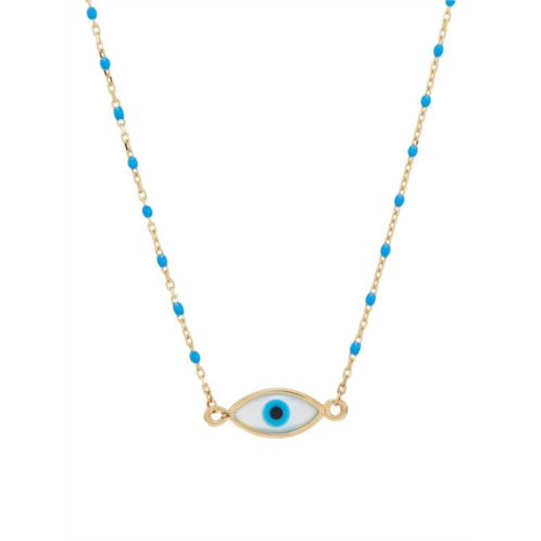 Saks Fifth Avenue 14K Yellow Gold & Mother Of Pearl Evil Eye Pendant Necklace