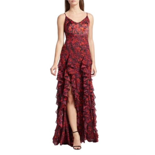Cinq a Sept Stargazer Floral Ruffle Embellished Gown
