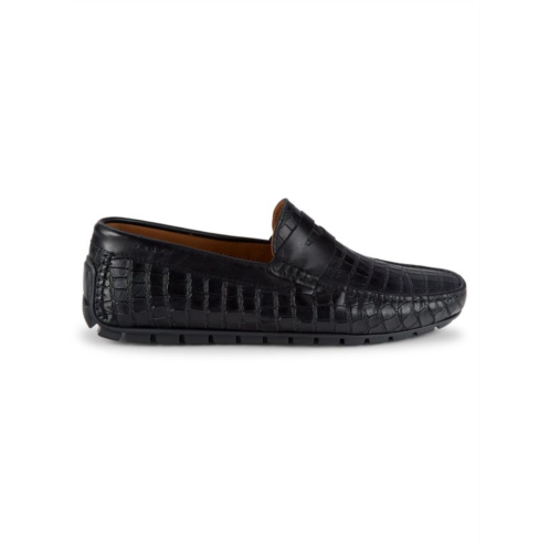 To Boot New York Bermuda Croc Embossed Leather Driving Shoes