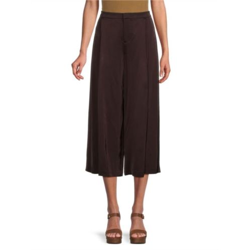 Vince Satin Pleated Cropped Wide Pants