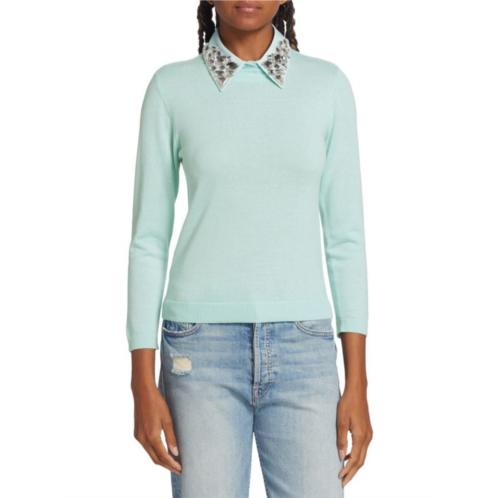 Alice + Olivia Porla Embellished Collar Sweater