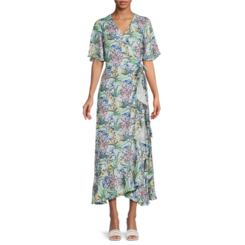 J.McLaughlin Audette Silk Blend Floral Wrap Dress