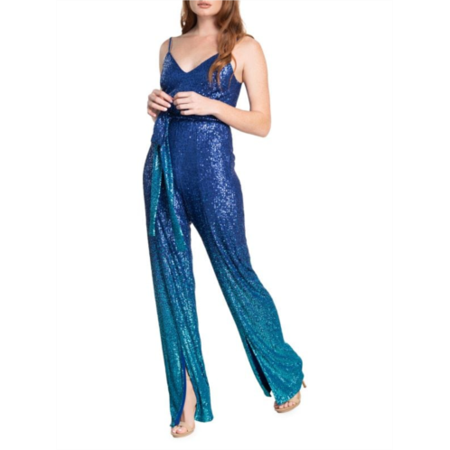 Dress The Population Stevie Ombre Sequin Wide Leg Jumpsuit