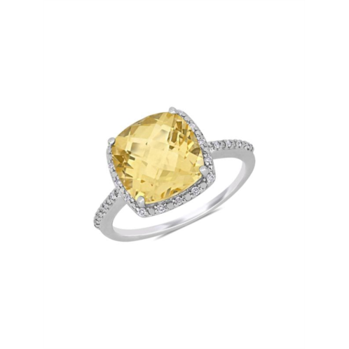 Sonatina Sterling Silver, Citrine & Diamond Halo Ring