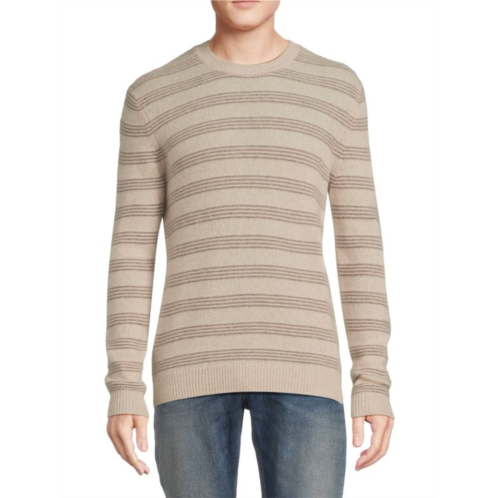 Saks Fifth Avenue Striped 100% Cashmere Crewneck Sweater