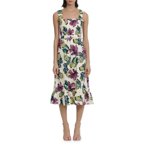 Donna Morgan Smocked Floral Midi Dress