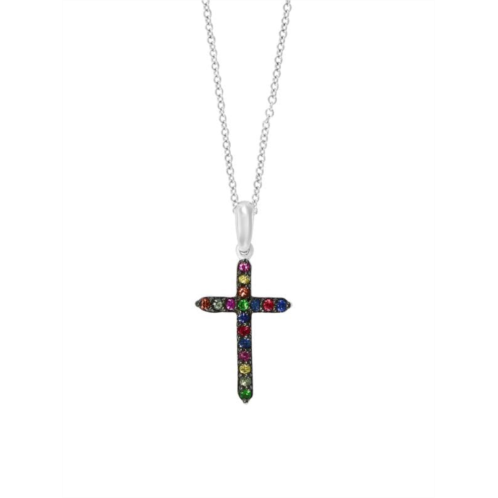 Effy ENY Sterling Silver & Multi Stone Cross Pendant Necklace