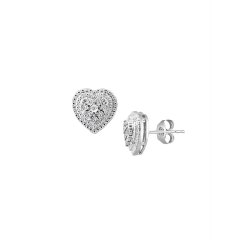 Effy ENY Sterling Silver & 0.09 TCW Diamond Heart Stud Earrings