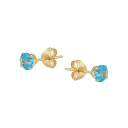 Saks Fifth Avenue 14K Yellow Gold & Swiss Blue Topaz Stud Earrings