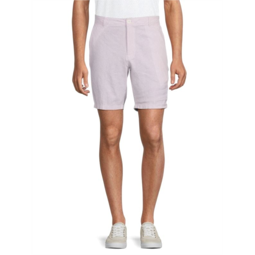 Saks Fifth Avenue Linen Blend Microstripe Flat Front Shorts