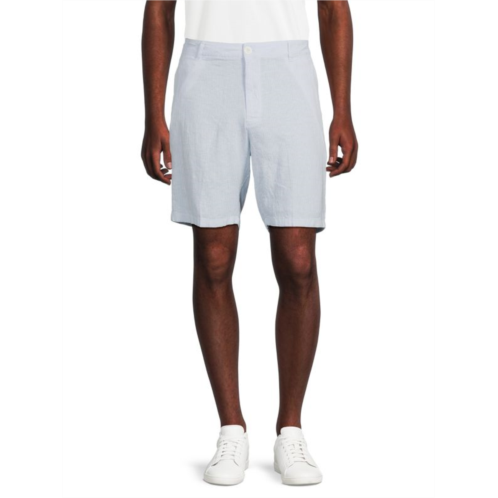 Saks Fifth Avenue Linen Blend Microstripe Flat Front Shorts