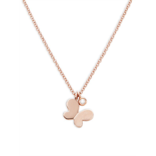 Saks Fifth Avenue ?14K Rose Gold & 0.02 TCW Diamond Butterfly Pendant Necklace