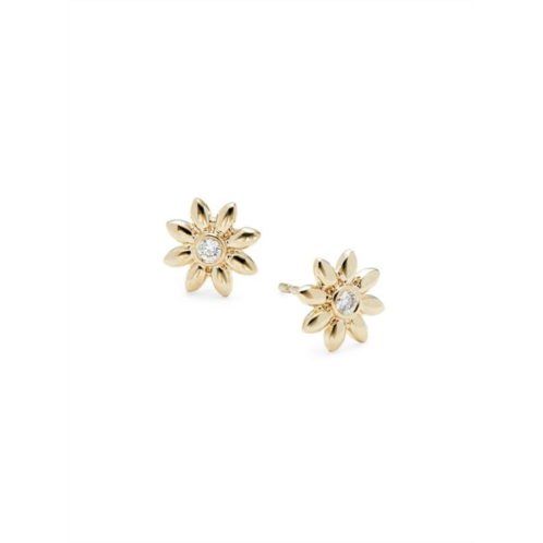 Saks Fifth Avenue 14K Yellow Gold & 0.09 TCW Diamond Flower Stud Earrings