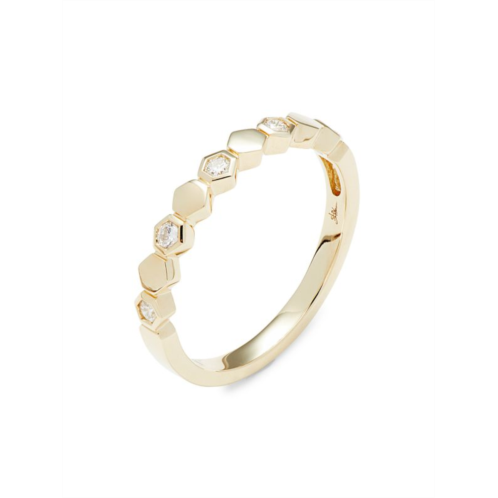 Saks Fifth Avenue 14K Yellow Gold & 0.16 TCW Diamond Hexagon Ring