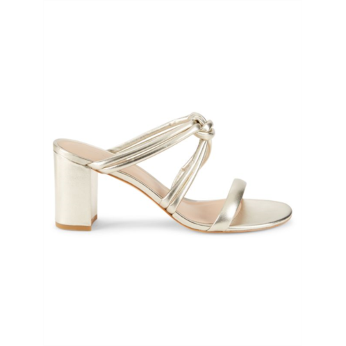 Stuart Weitzman Block Heel Twist Knot Leather Sandals