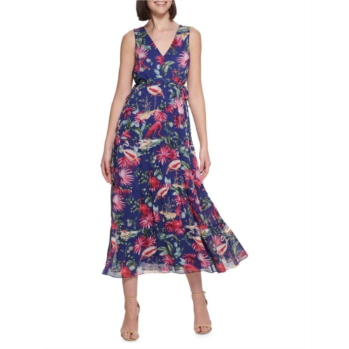 Kensie Flamingo Print Maxi Shift Dress