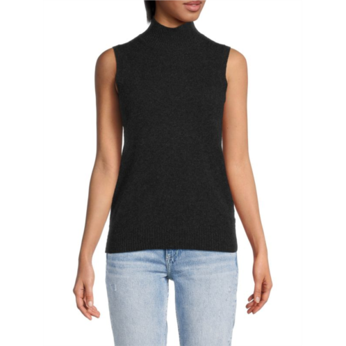 Saks Fifth Avenue Sleeveless Mockneck 100% Cashmere Sweater