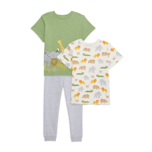 Little Me ?Baby Boys 3-Piece Safari Tees & Joggers Set