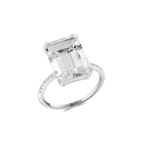 Effy 14K White Gold, White Topaz & Diamond Cocktail Ring