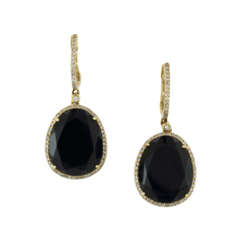 Effy 14K Yellow Gold, 0.33 TCW Diamond, & Onyx Drop Earrings