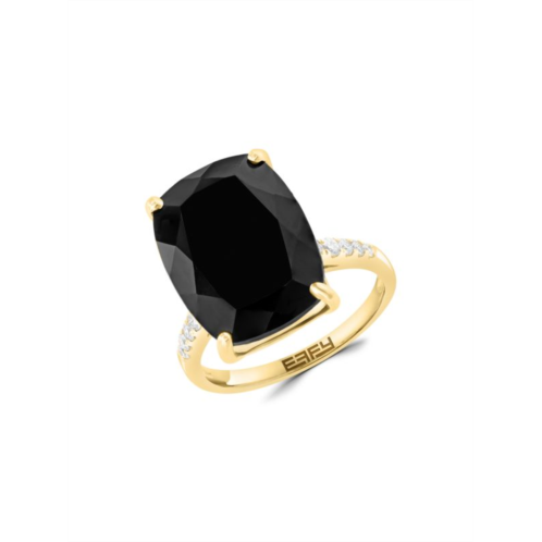 Effy 14K Yellow Gold, Onyx & Diamond Ring
