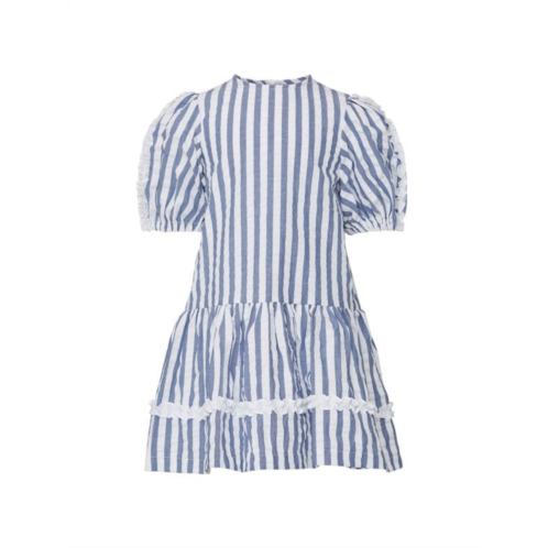 Il Gufo Little Girls & Girls Linen Stripe Ruffle Tent Dress