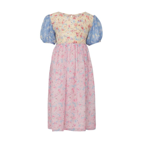 LoveShackFancy Little Girls & Girls Floral Puff Sleeve Silk Dress