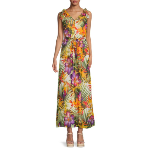 Donna Ricco Floral Belted Maxi Dress