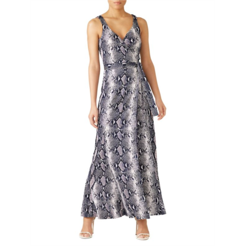 Diane von Furstenberg Elisha Snakeskin Print Silk Wrap Maxi Dress