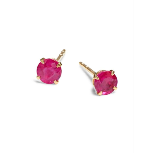 Saks Fifth Avenue 14K Yellow Gold & Ruby Stud Earrings