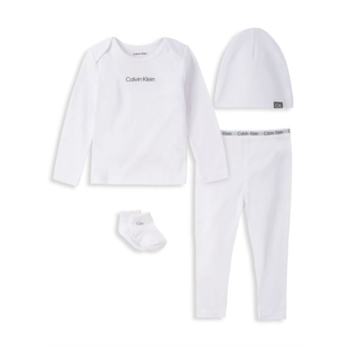 Calvin Klein Baby Boys 4-Piece Logo Cotton Shirt & Pants Set