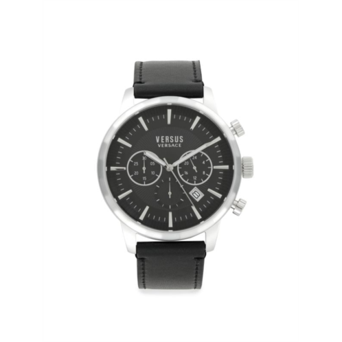 Versus Versace 46MM Stainless Steel & Leather Strap Chronograph Watch