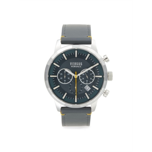 Versus Versace 46MM Stainless Steel & Leather Strap Chronograph Watch
