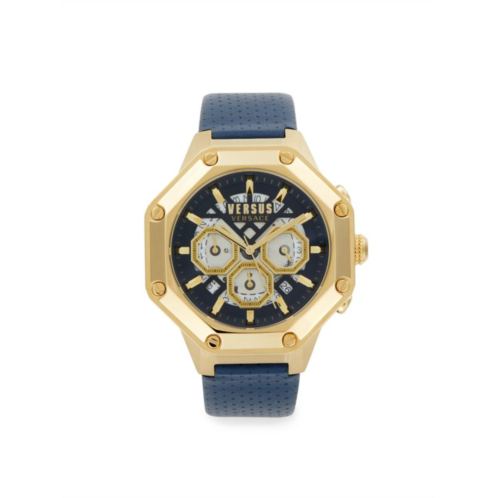 Versus Versace 45MM Stainless Steel & Leather Strap Watch
