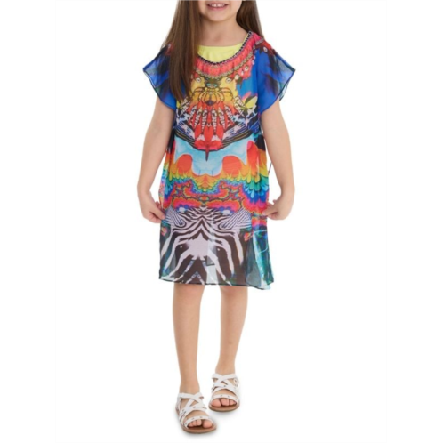 Ranee  s Girls Printed Kaftan Swim Coverup