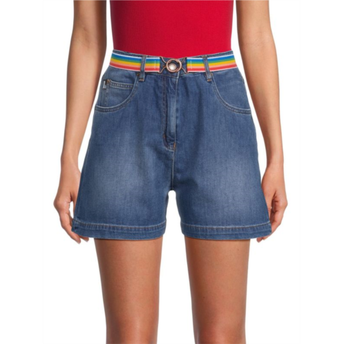 Love Moschino ?Rainbow Belt Denim Shorts