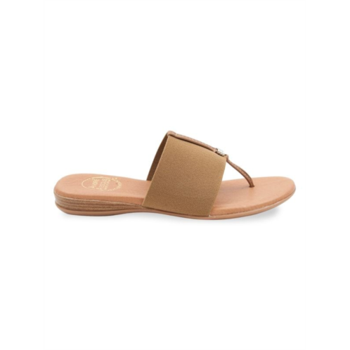 Andre Assous T Strap Leather Flat Sandals