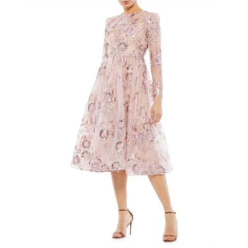 Mac Duggal Embellished Floral Midi Dress