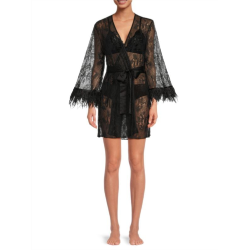 Rya Collection Lace Feather Trim Robe