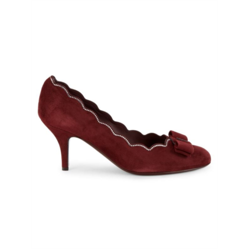 FERRAGAMO Scalloped Suede Pumps