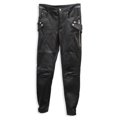 Alexander Mcqueen Biker Pants In Black Leather