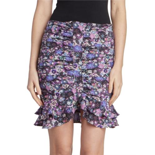 Isabel Marant Milendi Ruched Silk-Blend Miniskirt