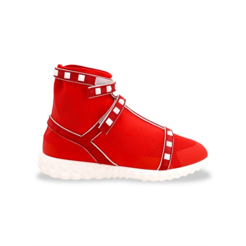 Valentino Garavani Rockstud Bodytech Sneakers In Red Polyamide Athletic Shoes Sneakers