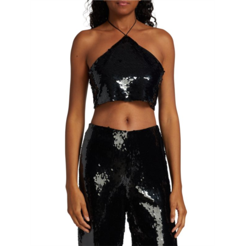 Alexis Zira Sequin Halter Crop Top