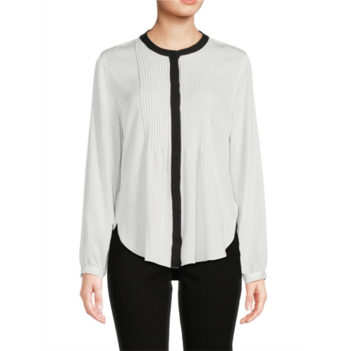 Adrianna Papell Pintuck Long Sleeve Blouse