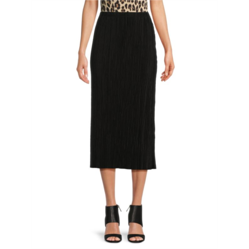 Adrianna Papell Solid Plisse Pull On Midi Skirt