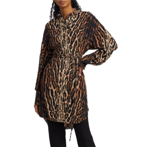 Proenza Schouler Leopard Print Crepe De Chine Shirtdress