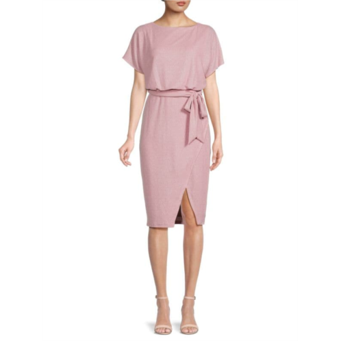 Kensie Short Sleeve Faux Wrap Midi Dress