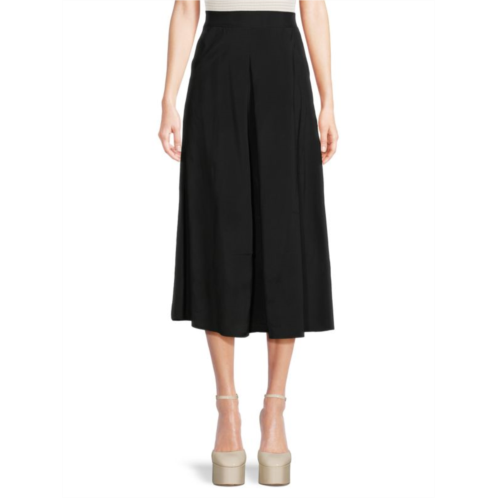 Max Studio Solid A-Line Midi Skirt